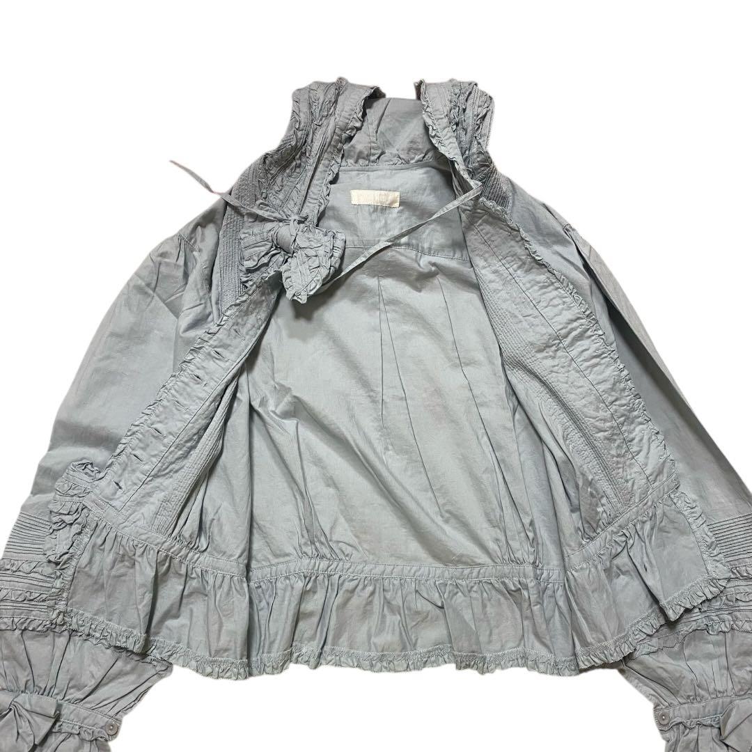 ピンクハウス　オーバーブラウス　ピコフリル　リボン　ピンタック　フード付き