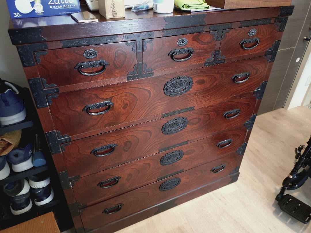 和風木製箪笥 7引き出し ダークブラウン　期間限定7/3まで ★最終価格