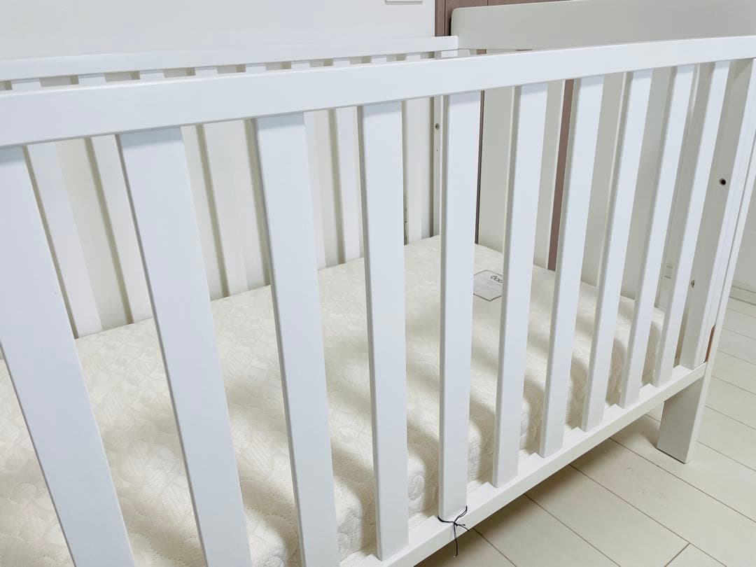 Boori 3in1 6歳まで ベビーベッド ジャズ 天然木製 白 マットレス