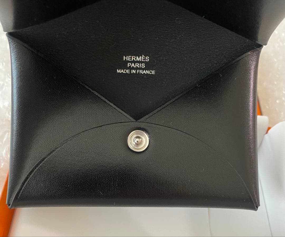 エルメス　カードケース　カルヴィ　名刺入れ　黒　ボックスカーフ　W刻印 新品本物