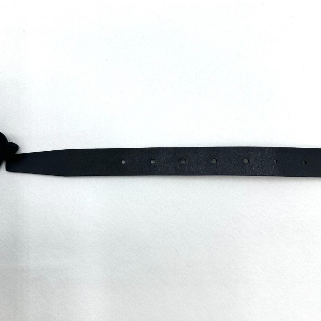 PRADA プラダ ロゴ刻印バックル レザー ベルト シルバー金具 ブラック
