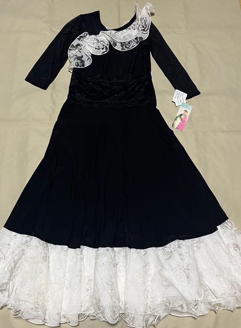 新品　レイリーナ Leirena 社交ダンス ワンピース ブラック フリーサイズ