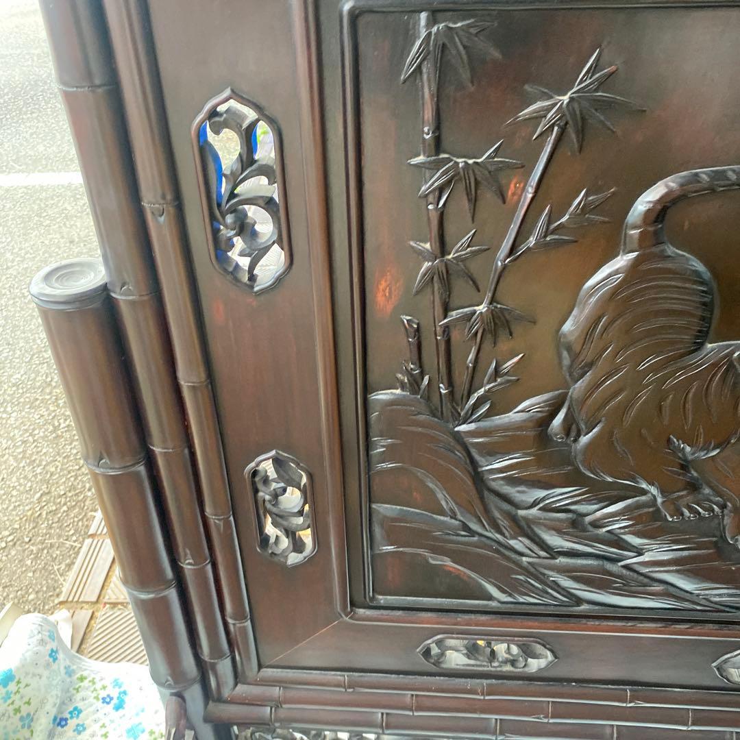 たのめる便から変更可能！気壮山河 中国美術　衝立　紫檀　唐木　竹