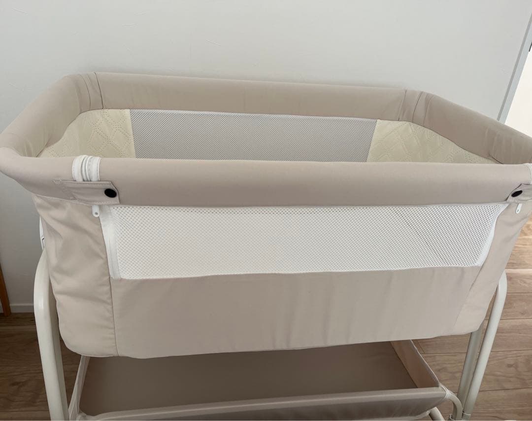 kino linpo ベビーベッド キャスター付き 収納棚付き ホワイト