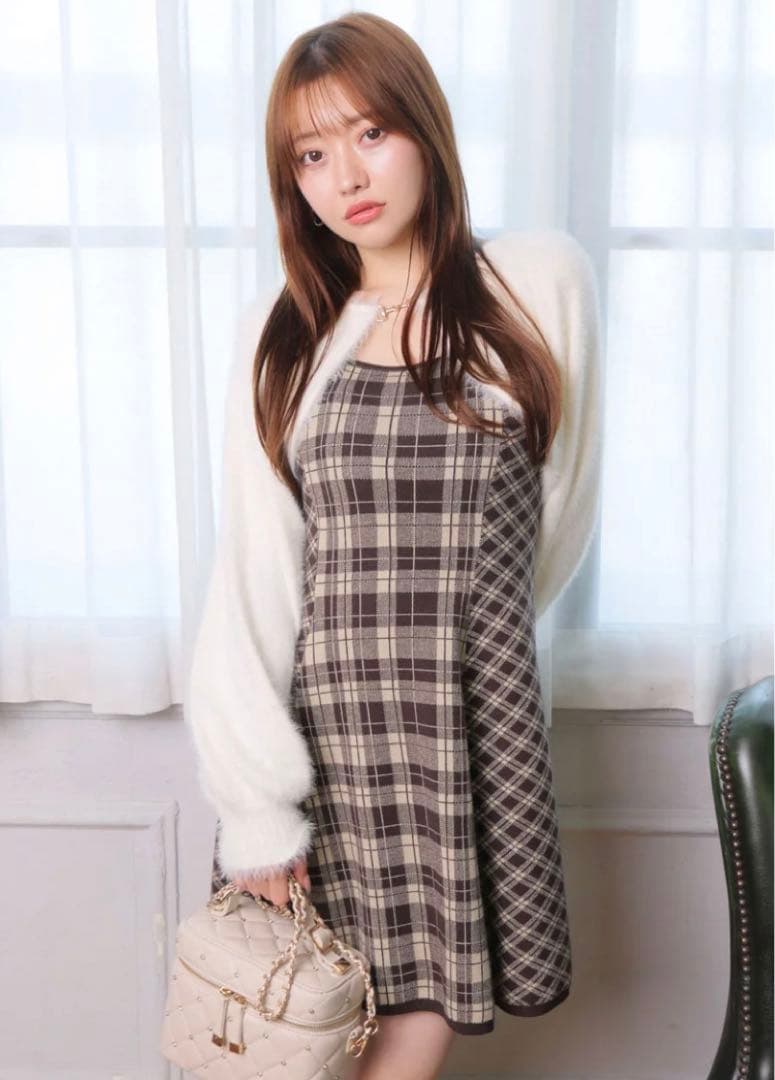 LIP SERVICE【形が選べる】フェザーチェックアンサンブルワンピース