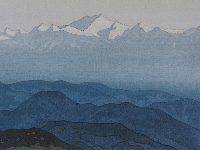 吉田博、カンチェンジャンガ　朝、希少な額装用画集より、新品高級額装付