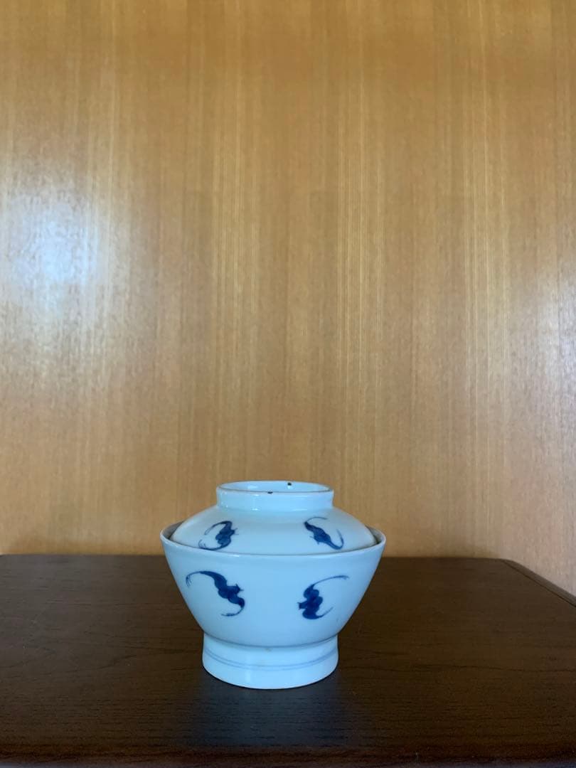 古伊万里　江戸期　藍泥　蓋付き茶碗　染付　蓋物　飯碗　節句　雛祭り　端午の節句