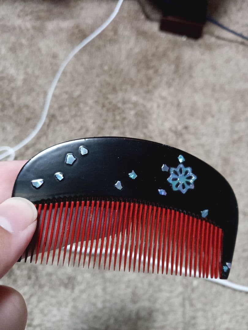 螺鈿 象嵌 櫛 クシ 貝細工 柘植 柘植の木 木曽塗り