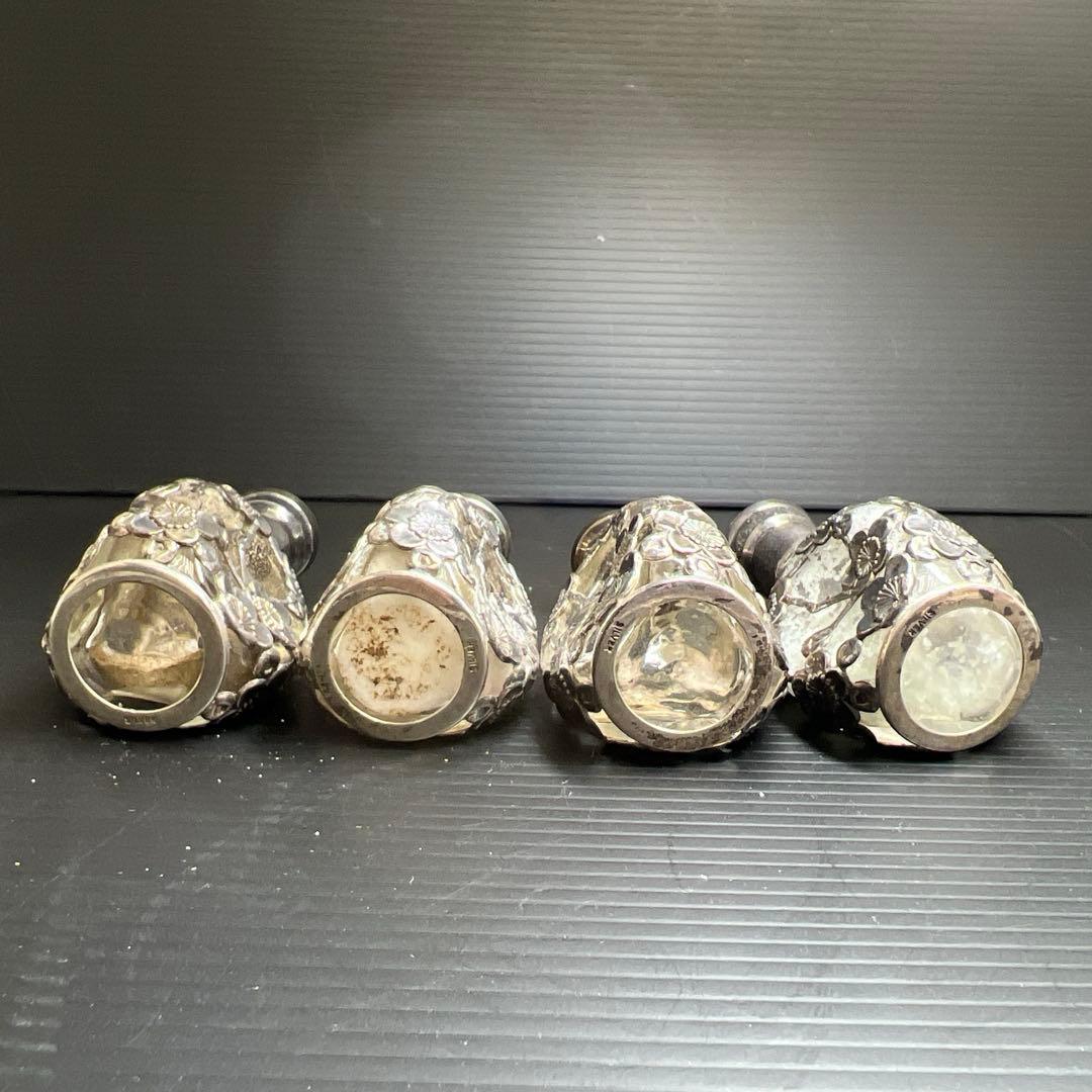 silver刻印　時代銀巻ガラス調味料入8点　東Y7-0905⭐︎2Fトカオ