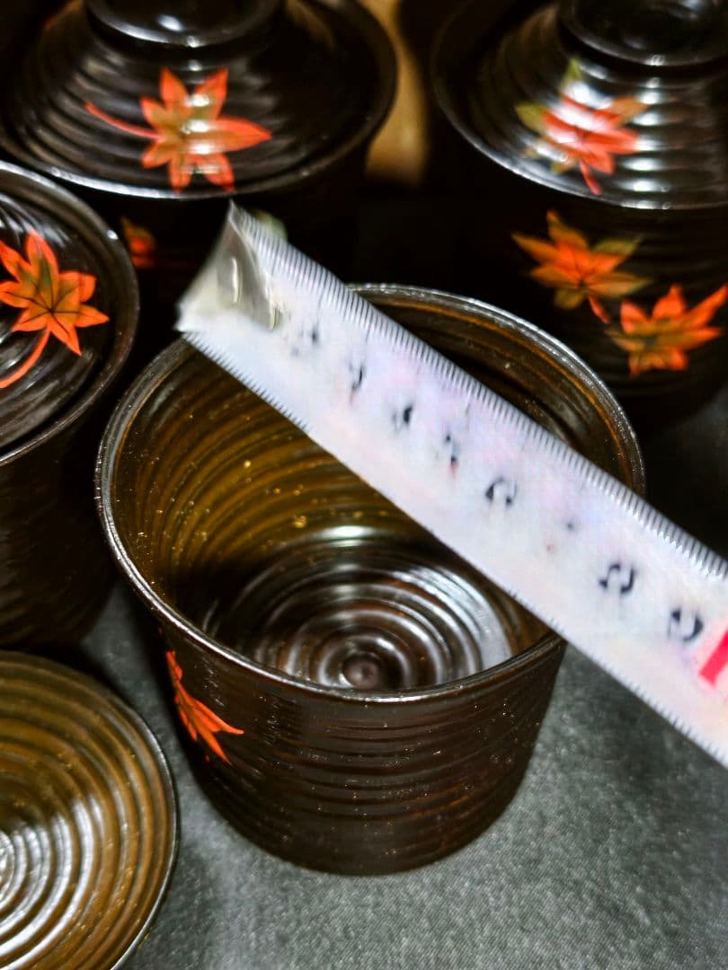 紅葉文吸い物椀 明治骨董 輪島塗 黒塗木製漆器 旧家蔵出し 蒐集家放出 時代物