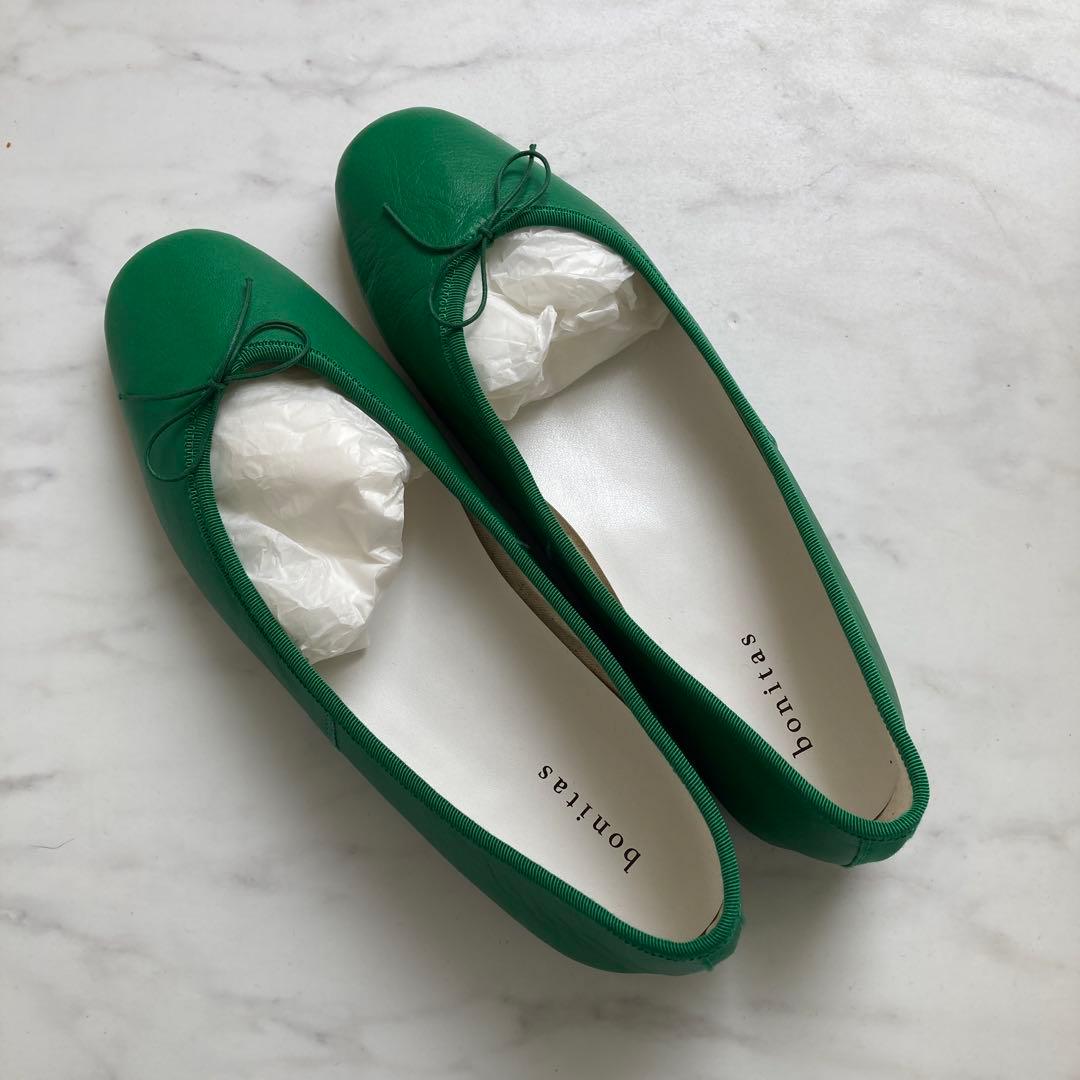 bonitas グリーン バレエシューズ