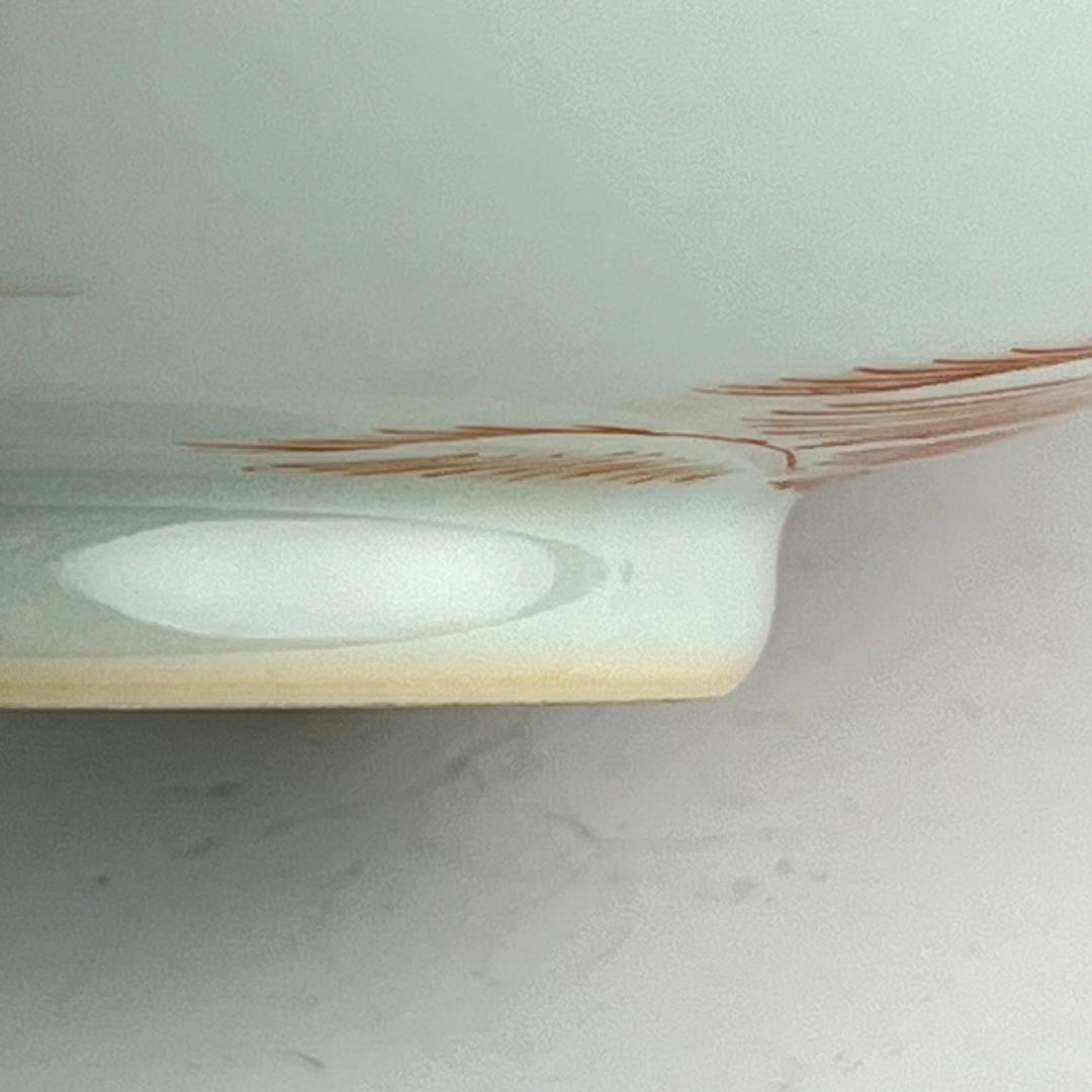 礬紅海水蝙蝠紋碗 大清乾隆年製 款 中国古玩 中国美術 A832