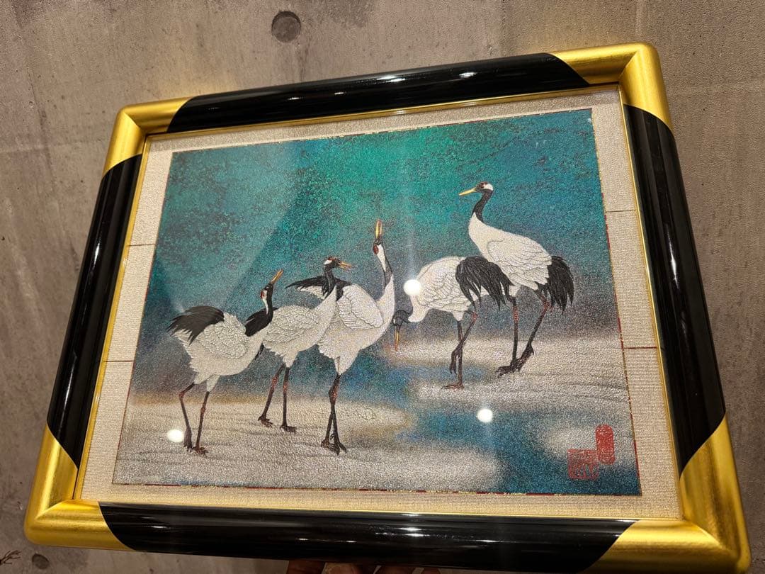 (18) 十二代 藤林徳扇『鶴寿之宴』伝統工芸作家 正絹 シルク 苑寿織匠 美術