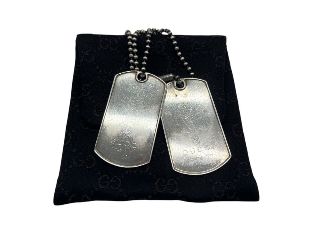 GUCCI ドッグタグ メタル製 専用ポーチ付 silver925