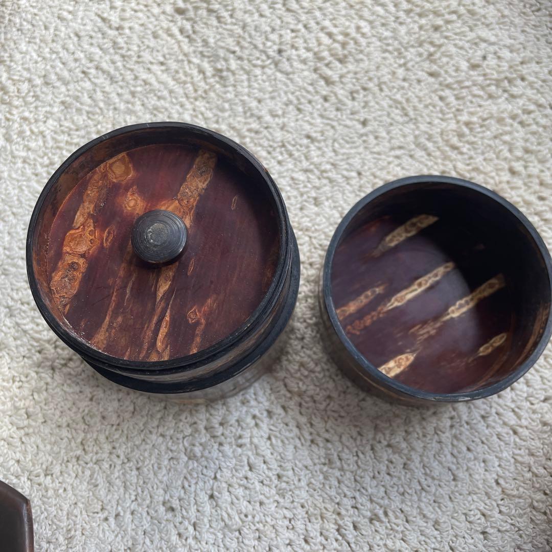 未使用樺細工 桜皮細工 茶道具12点セット十六角茶櫃 伝統工芸品 秋田角館2-1