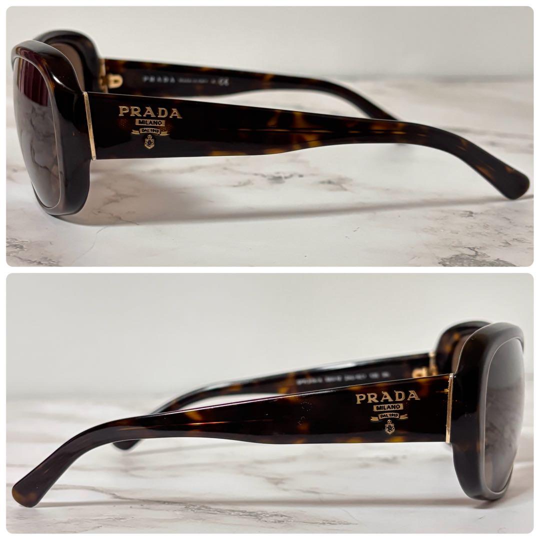 【美品】 プラダ サングラス ゴールドロゴ ブラウン イタリア産 べっ甲風