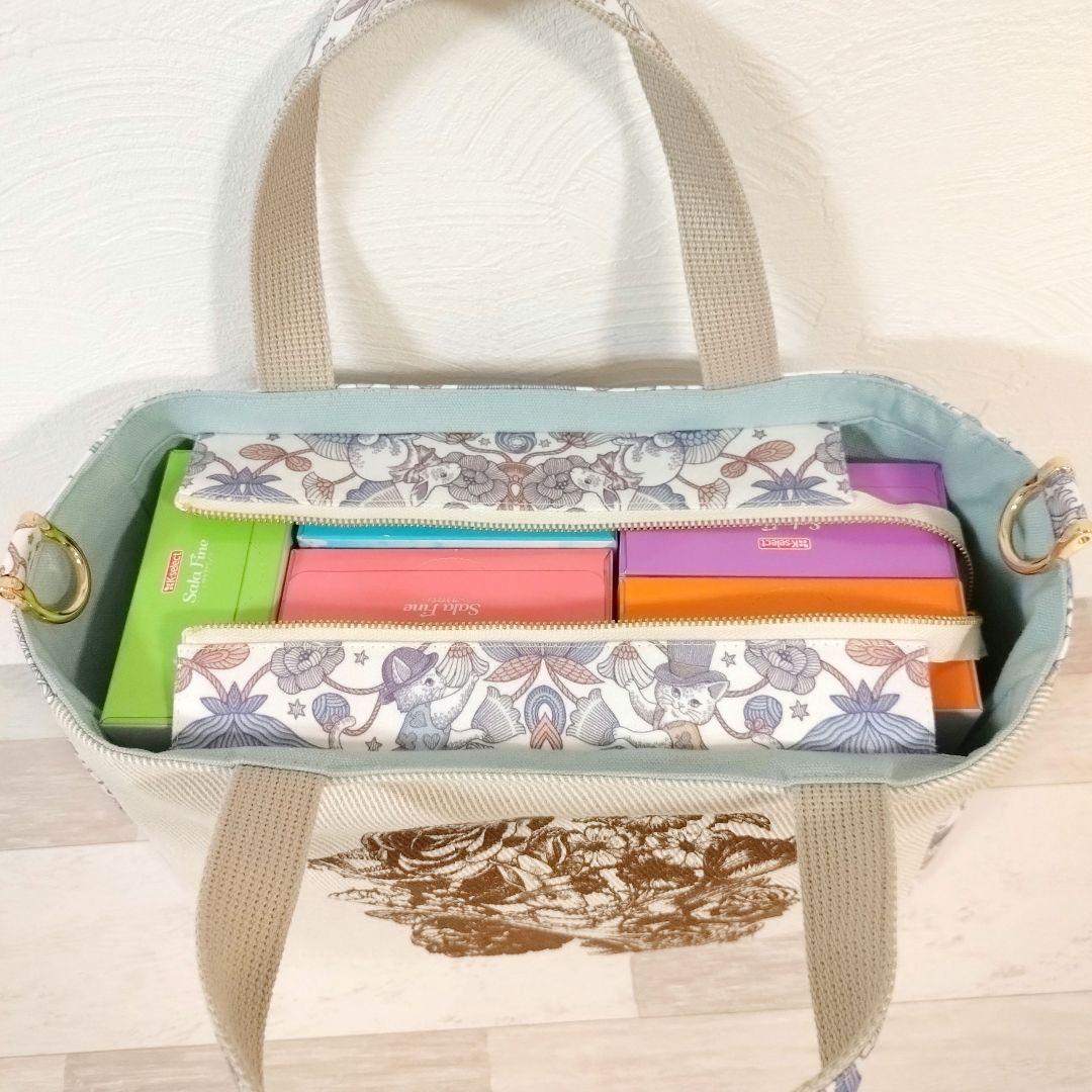 専用☆大きめ 上マチファスナートート＆ ポーチ☆ ジョリーフルール