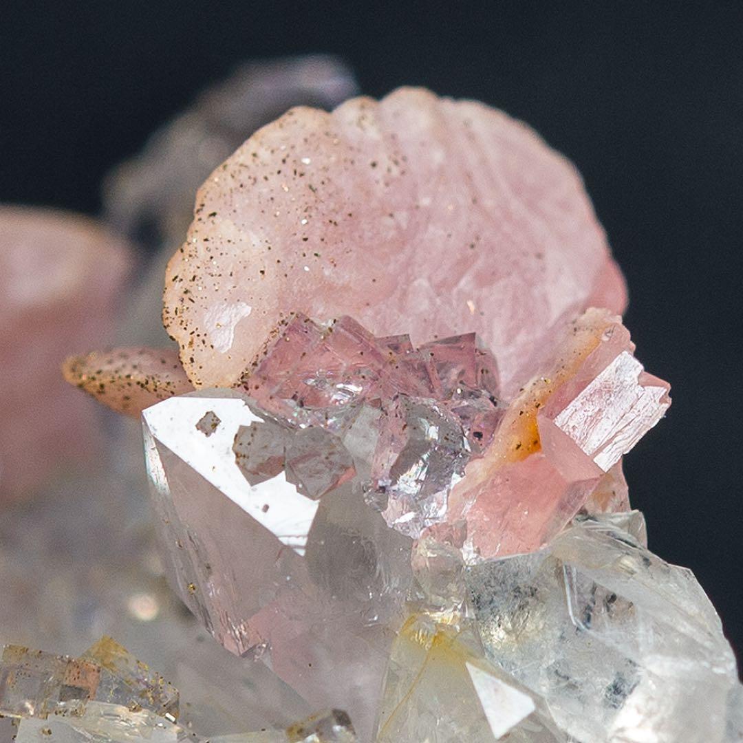 中国 ロードクロサイト フローライト 天然石 原石 鉱物標本 鉱石 蛍石 713