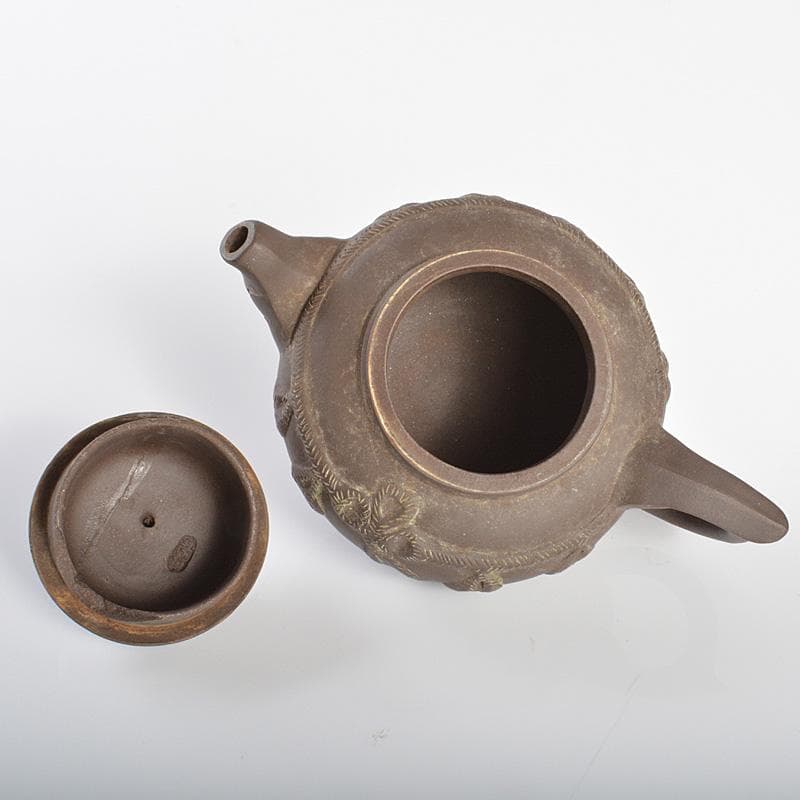 中国　紫砂　朱泥　縄文　急須　茶壷　在銘　C　R6263