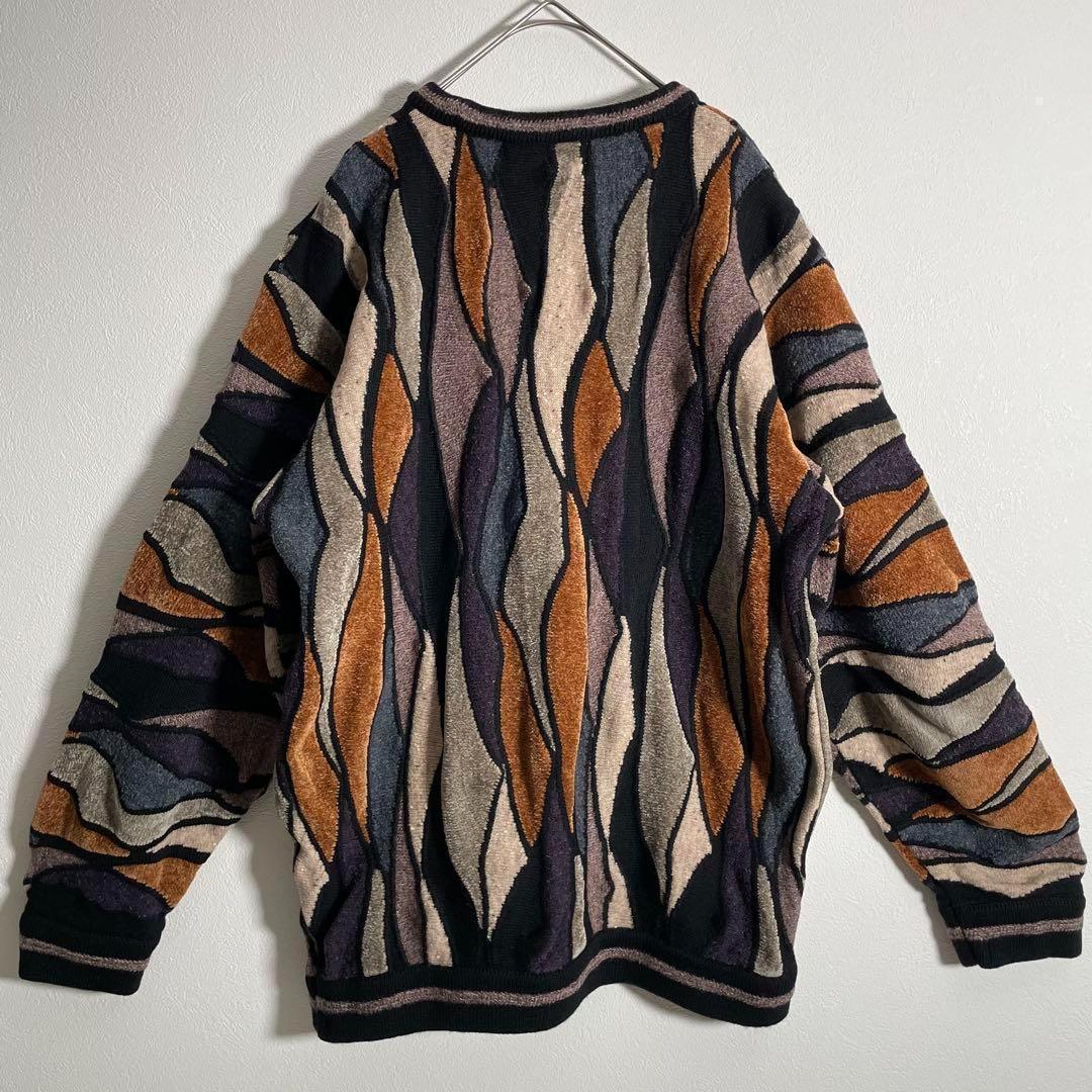 【個性派古着】レトロ CORSINI ITALIA 3Dニット L クージー風