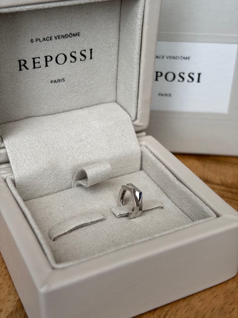 新品＊REPOSSI レポシ アンティフェールK18WG 2連ミニピアス