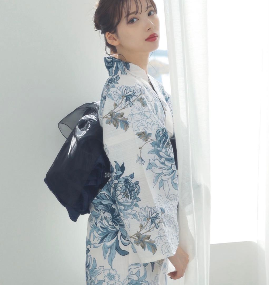 Dita 湊色の乱菊重ね　浴衣　セット　籠バック　帯　下駄