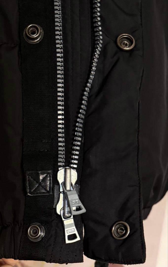 ポロラルフローレン ゴールドポニー刺繍 ダウンジャケット フード付き ブラック