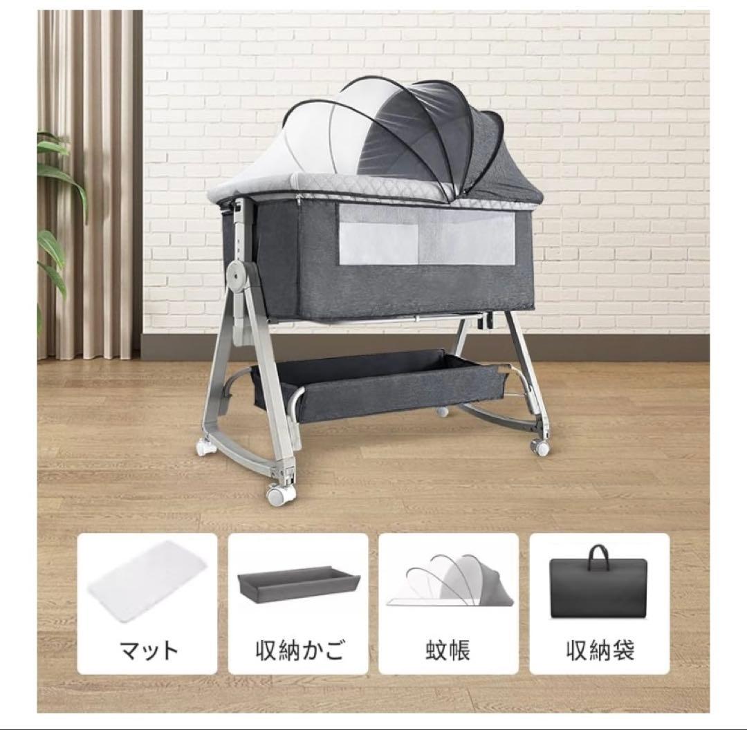 ✨大幅値下げ✨ベビーベッド 添い寝 折りたたみ ハイローベッド グレー
