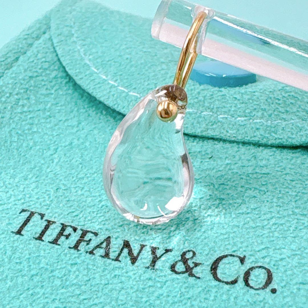 極美品 オールドティファニー ティアドロップ クリスタル 片耳 ピアス k18