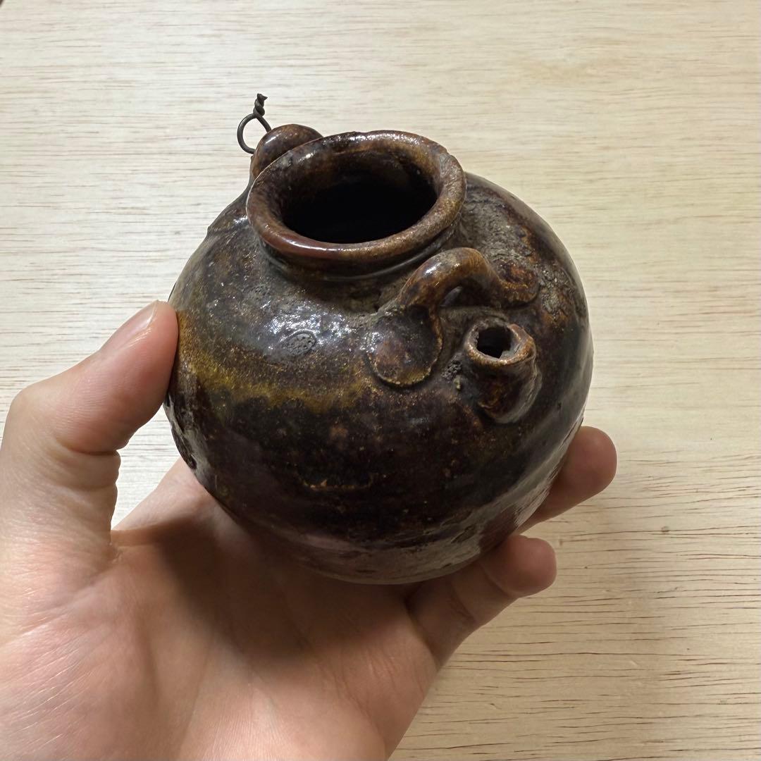 古瀬戸 鉄釉 小壷 水滴 花入 花生 江戸時代 茶道具 古美術 骨董 古常滑