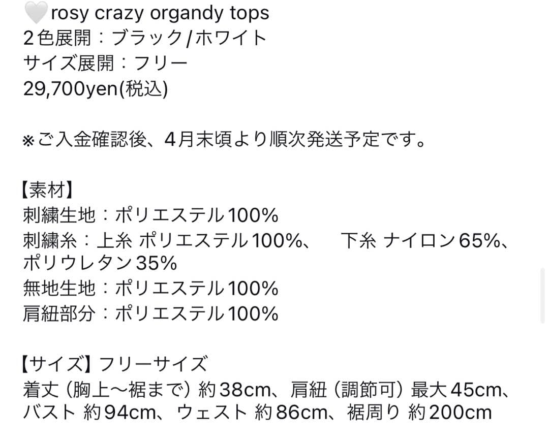 【美品】rosymonster オーガンジートップス　ホワイト