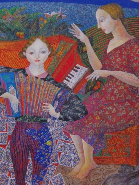 山本達郎、【旋律】、希少な大判額装用画集より、美品、日本人画家、新品額装付