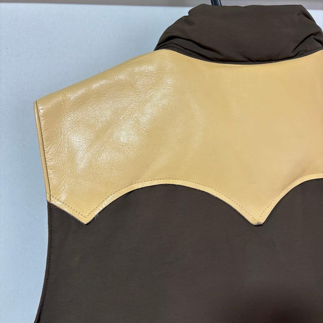 SUGAR CANE レザーダウンベスト Mサイズ ダークブラウン