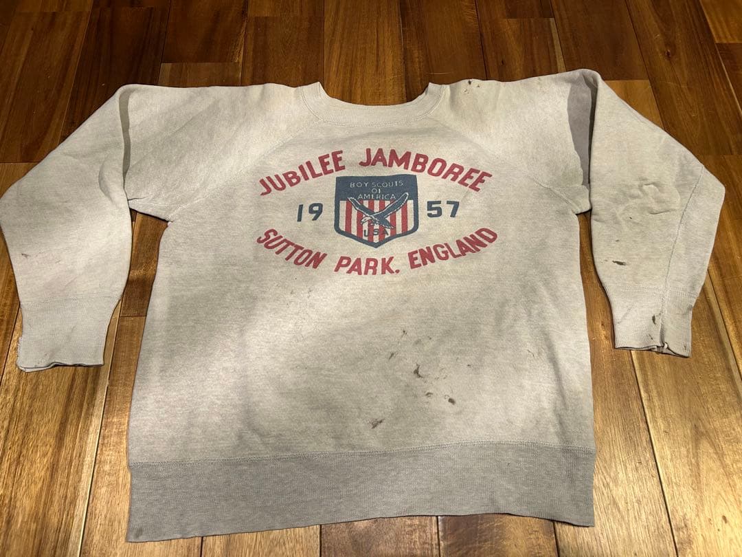 vintage 50's boy scout 染み込みプリント　スウェット