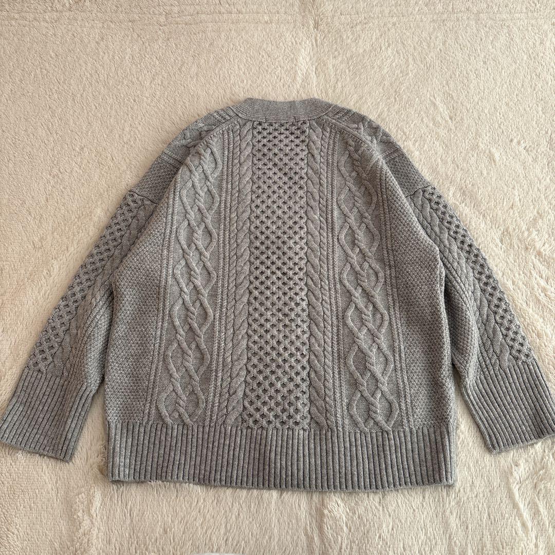 美品✨23区 ウール　カシミヤ　アランパターン　カーディガン　グレー　38