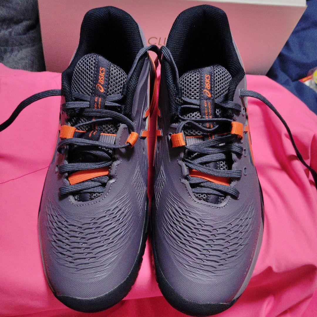 着用1回アシックス　ゲルレゾリューションX25.5cm 2Eグレー オレンジ