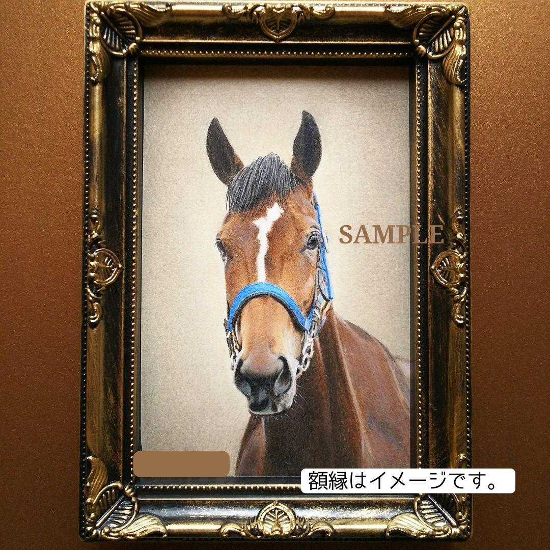 色鉛筆画 原画 メイケイエール 手描き イラスト No.50 馬