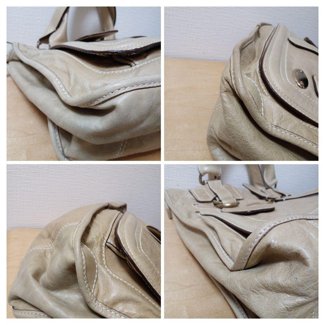 クロエベイレザー ベージュ レザー ハンドバッグ