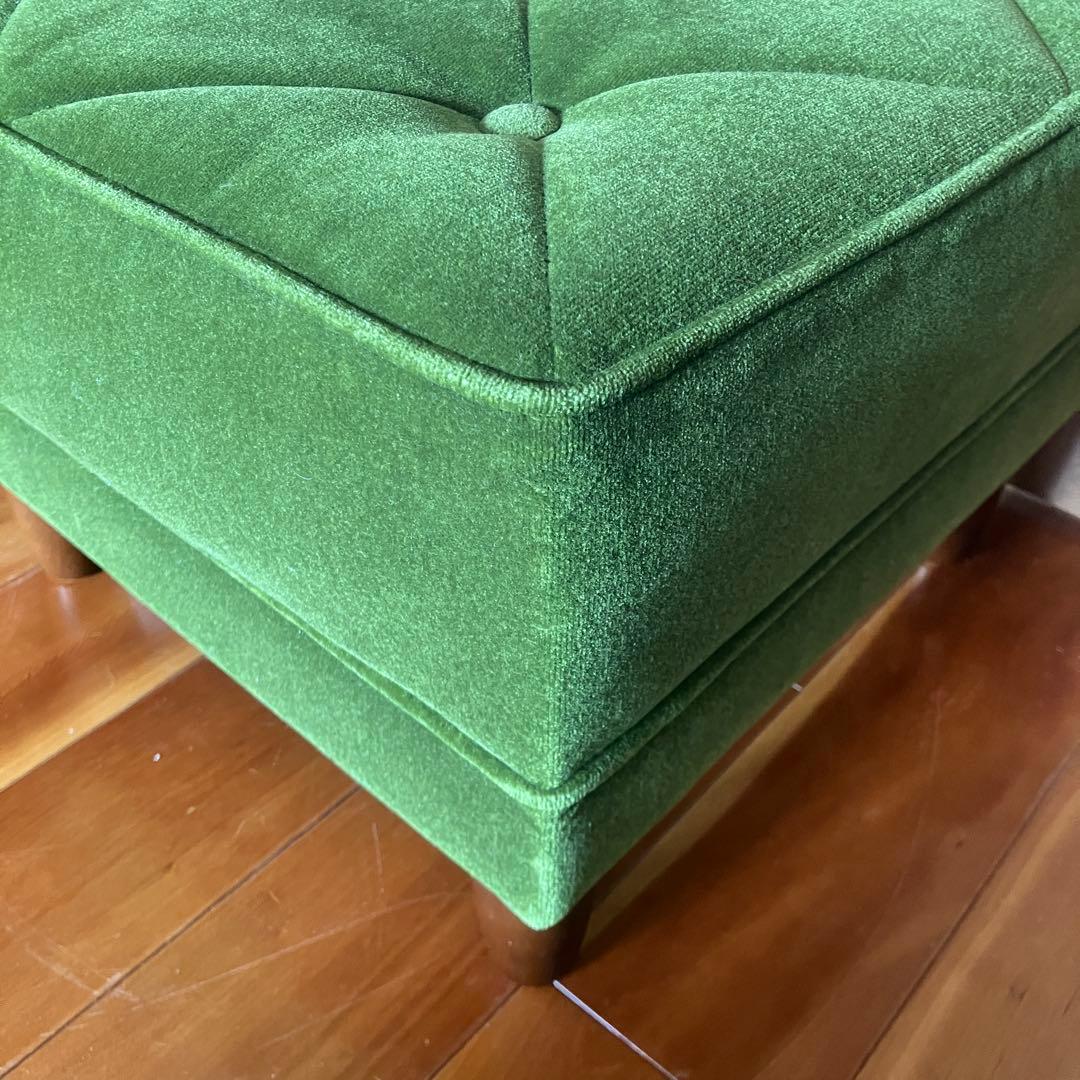 カリモク60 モケットグリーン オットマン ウォールナット