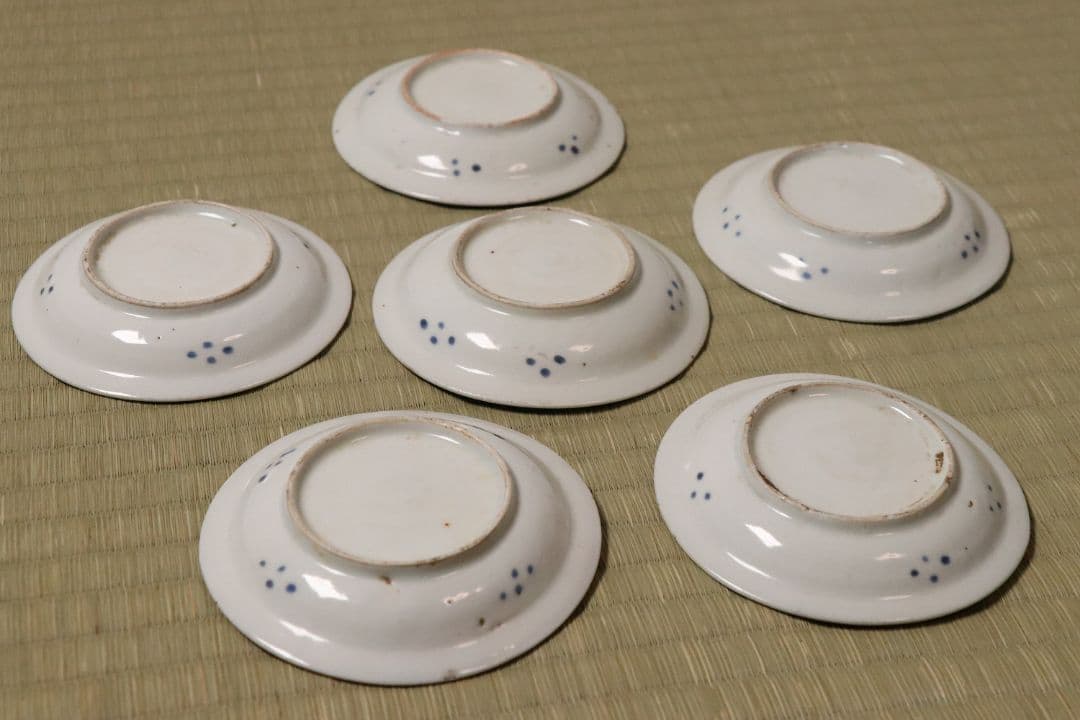 古伊万里 雲龍 染付 醤油皿 五客 約10cm 手塩 小皿 陶芸【MA476】