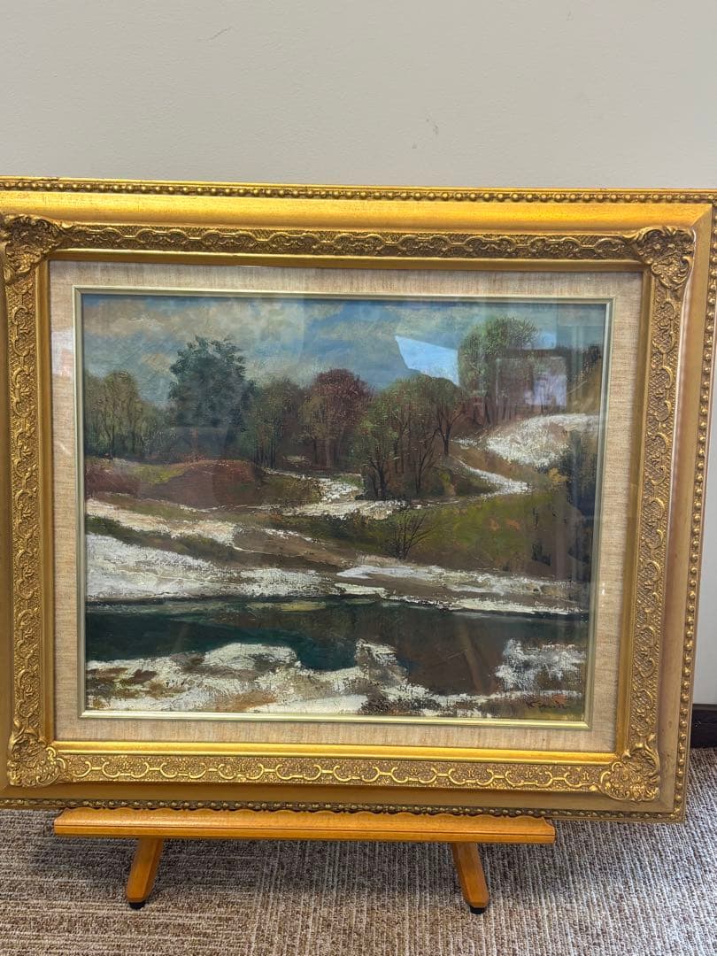 永井金四郎画伯 『春雪』功労物故作家 洋画 油彩画 群馬美術家連盟会員