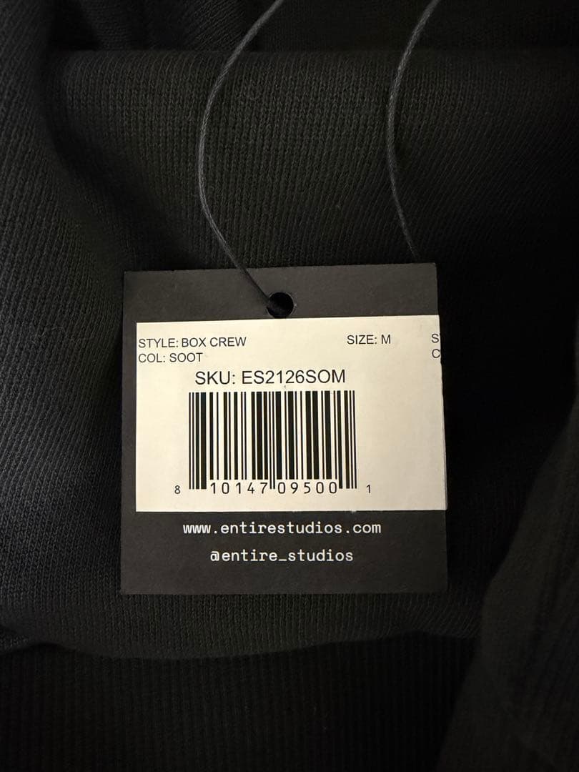 [新品] ENTIRE STUDIOS Box crew SOOT Mサイズ