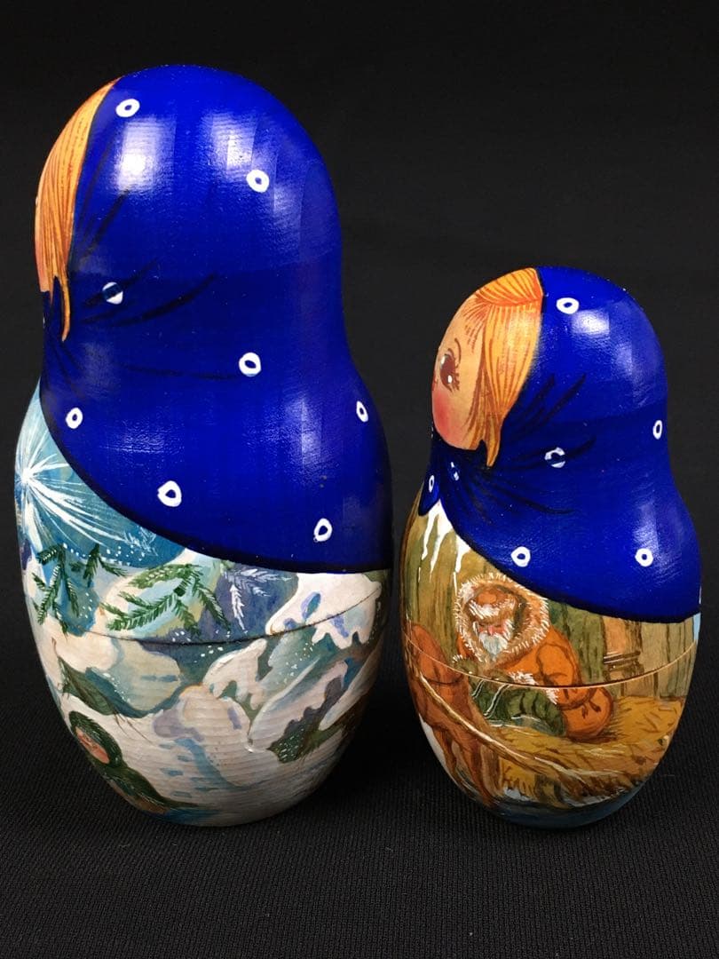 S307マトリョーシカ「モロスコ」7組 ジャンナ・ニコラエワ作 ロシア民芸