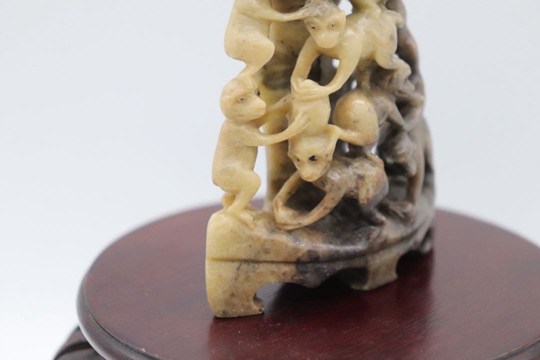 時代　寿山石彫　猿　置物　送料込み251011