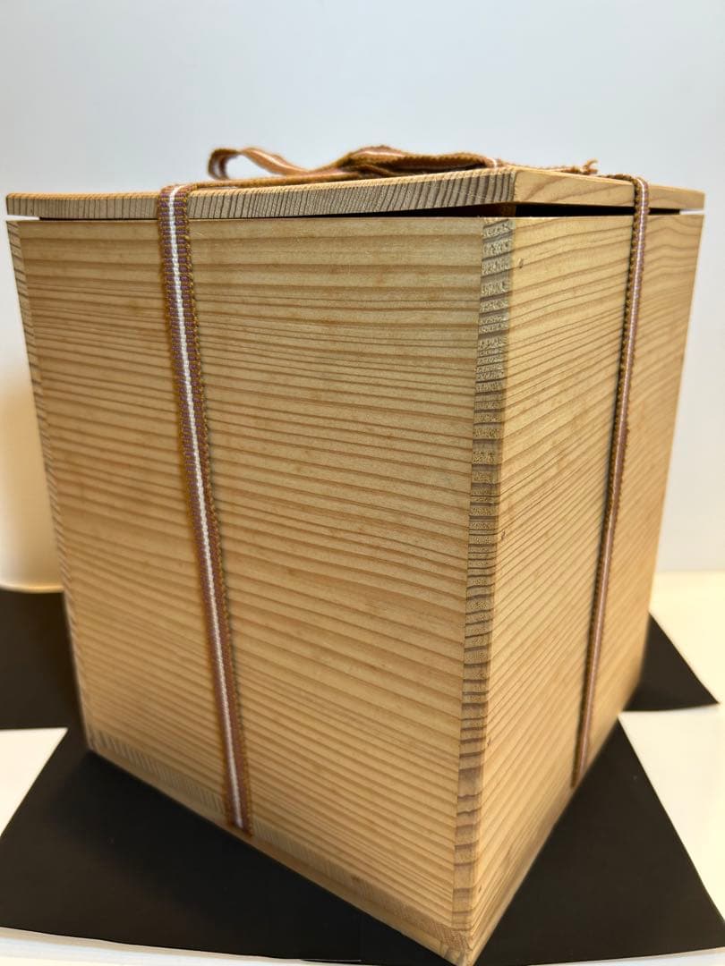 「　叶　松谷　」造　水指　吉葉色絵花鳥　共箱有り　茶道具　清水焼