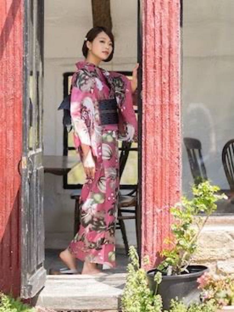 浴衣 [KIMONOMACHI 浅蘇芳色 野菜] ・帯・兵児帯3点セット