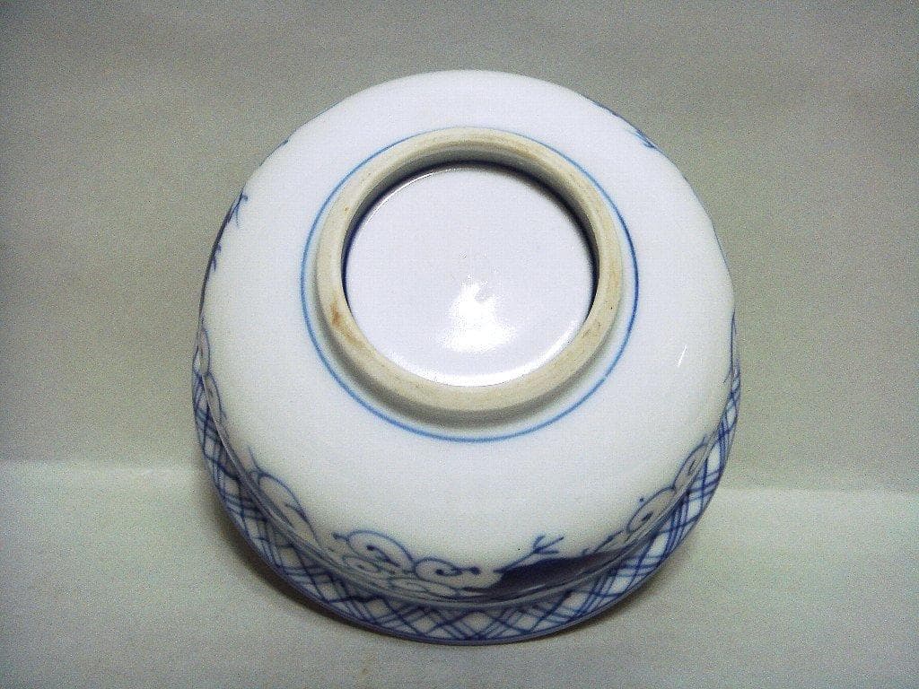 929『染付 鶏 蓋茶碗』　/骨董品 古美術 アンティーク 古玩