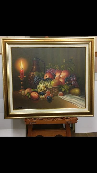 大型油絵直筆　木製高級額縁付きです