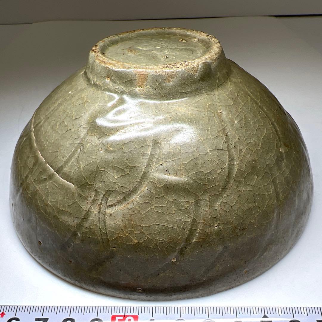 16世紀高麗青磁　蓮陽刻文鉢　口径16㎝　東Y7-1003☆2F