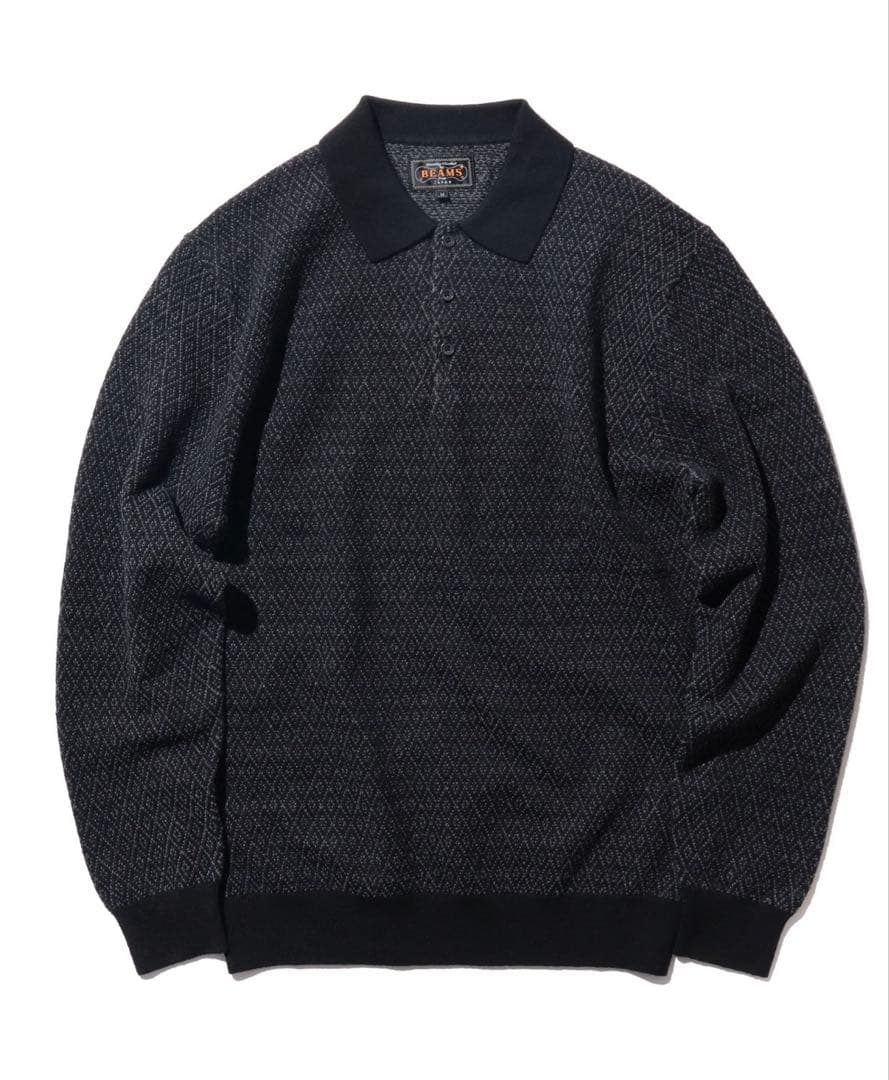 BEAMS+ ダイヤモンド パターン ニット ポロシャツ